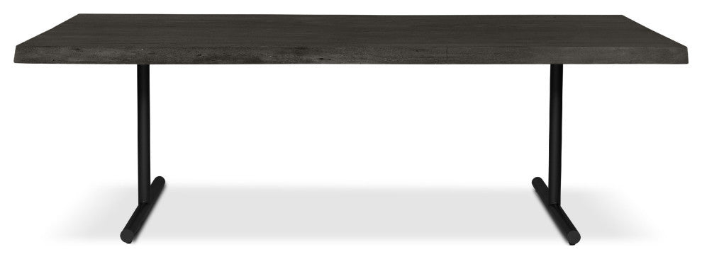 Brooks Dining Table, T Base, 40"x116", Ebonized Top, Black Base
