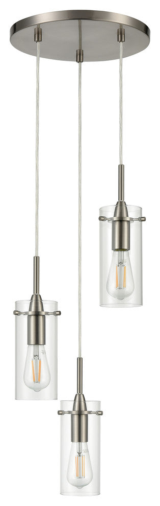 Effimero 3-Light Cluster Pendant, Brushed Nickel