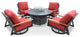 Manbo 5-Piece Aluminum Wicker Outdoor Fire Pit Deep Seating Set with Cushions, Canvas Terracotta Sunbrella