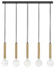 Lark Bobbie 36" Five-Light Linear Chandelier, Lacquered Brass + Black