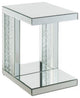 Benzara BM250644 Mirrored Accent Table With C Shape and Faux Crystals, Silver