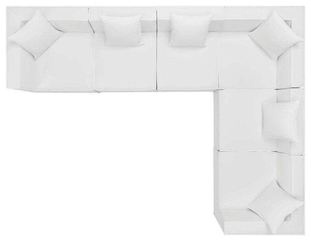 Lounge Sectional Sofa Set, Fabric, White, Modern, Outdoor Patio Balcony Garden
