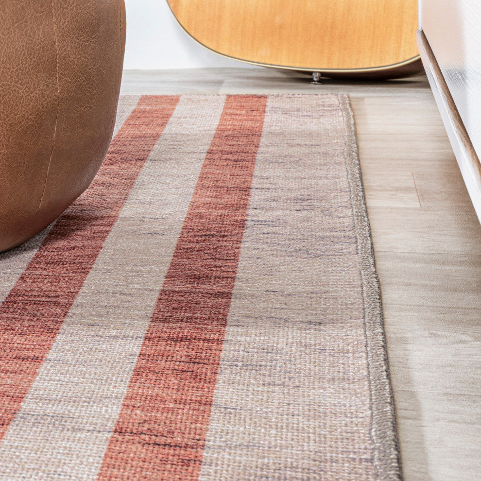Raita Modern Distressed Stripe Machine-Washable Area Rug, 9x12