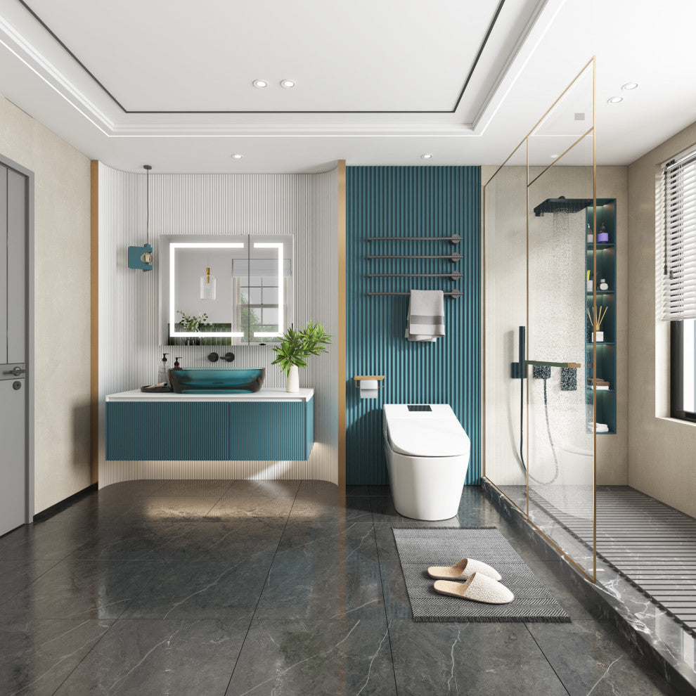 Recessed/Surface Mount LED Medicine Cabinet Mirror with Defogger, 36"x30" Double Doors