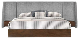 Modrest Janice Modern Gray and Walnut Bed and Nightstands, Queen