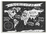 Kids World Map Black and White Nursery Design, 12"x18"