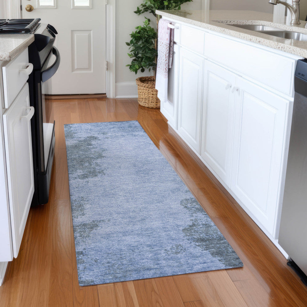 Machine Washable Indoor/Outdoor Chantille ACN1902 Blue 2'3" x 7'6" Runner Rug