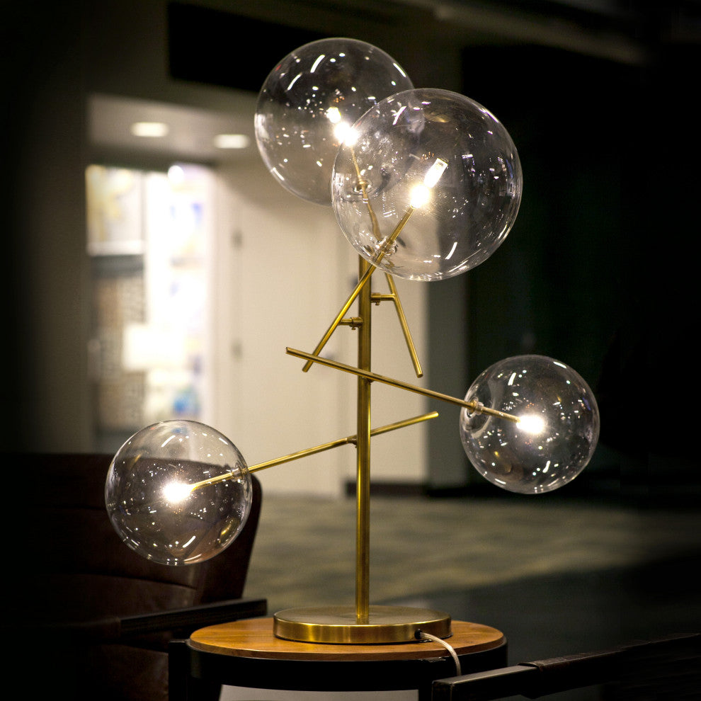 Klare 4-Light Sputnik Lamp, Antique Brass