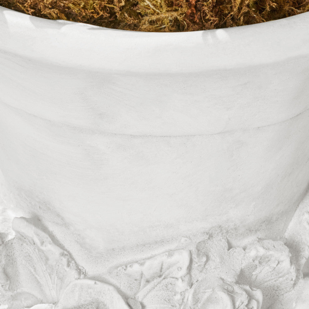 GDF Studio Michaelia Lightweight Concrete Chalice Garden Decorative Urn Planter, Antique White