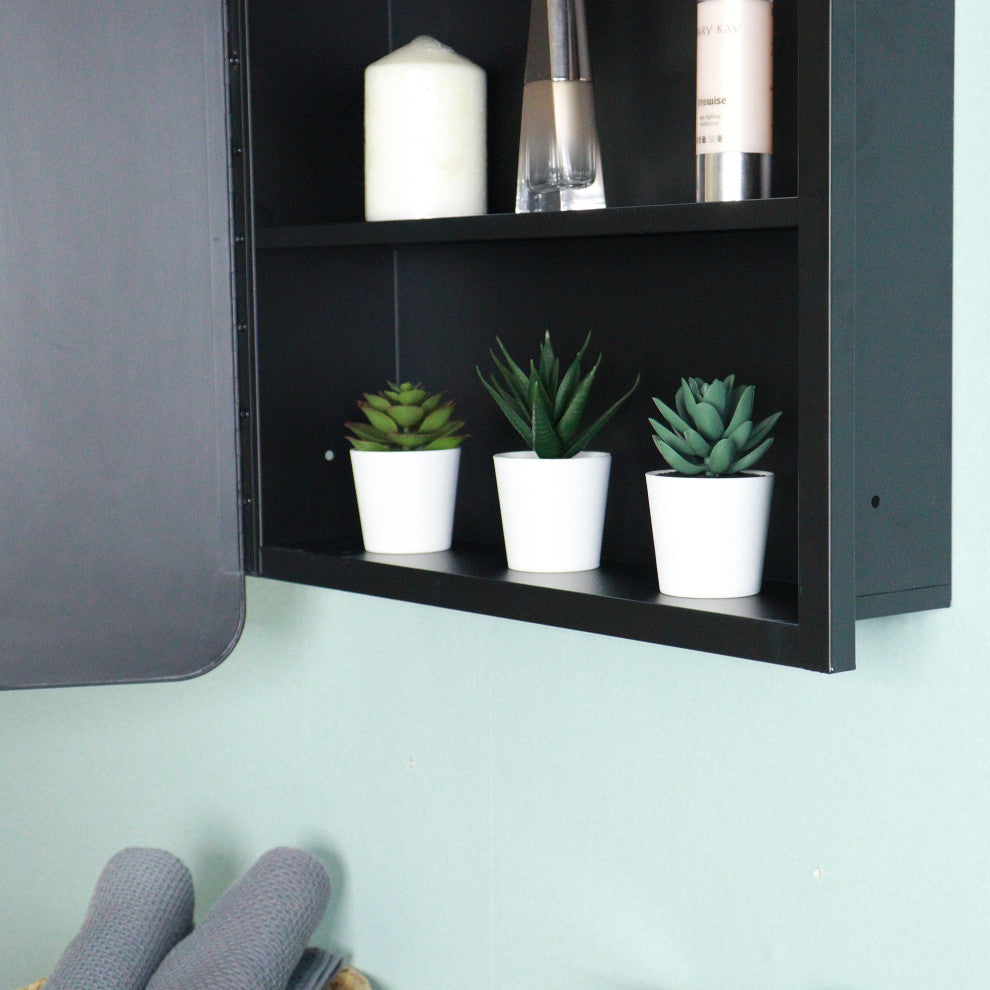 Rectangular Framed Surface/Recessed Mount Mirrored Medicine Cabinet with Shelves