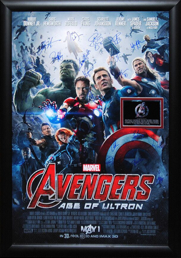 Avengers Signed Movie Poster, Custom Frame