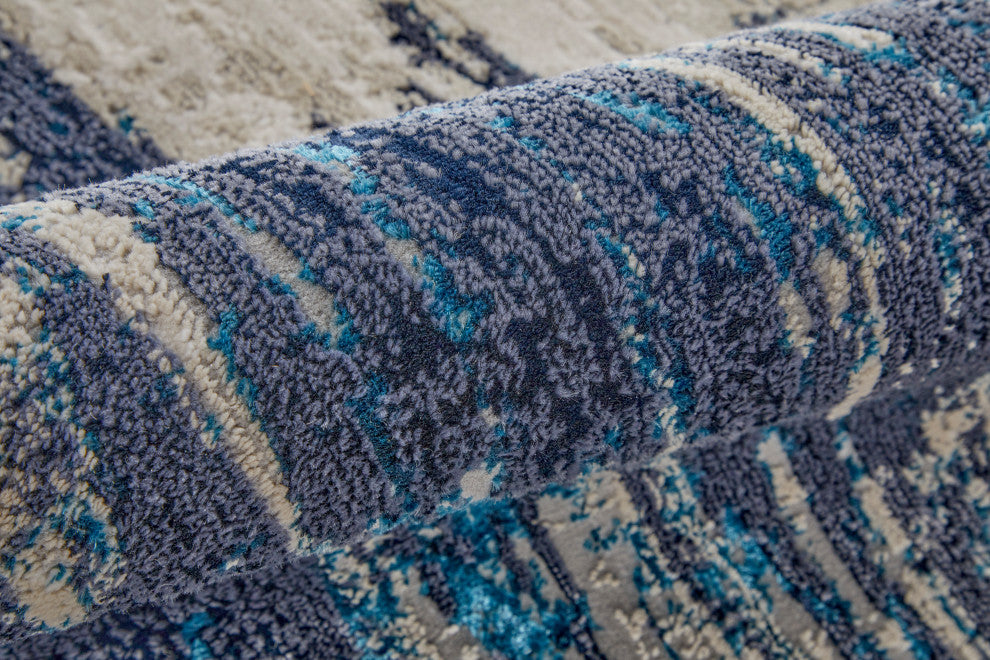 Weave & Wander Armada Contrasting Beige/Blue Rug, 10'x13'2"