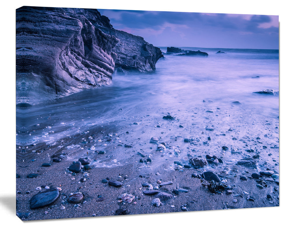 Calm Time Lapse on Beach at Sunset, Large Seashore Canvas Wall Art, 40"x30"