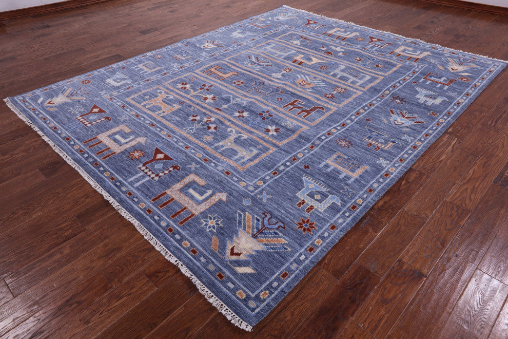 8' 2" X 10' 4" Hand-Knotted Persian Gabbeh Tribal Wool Rug - Q13647
