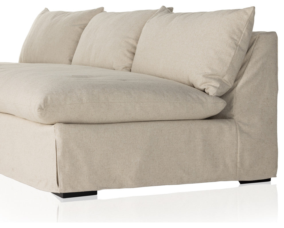 Grant Slipcover Armless Sofa-94"-Natural