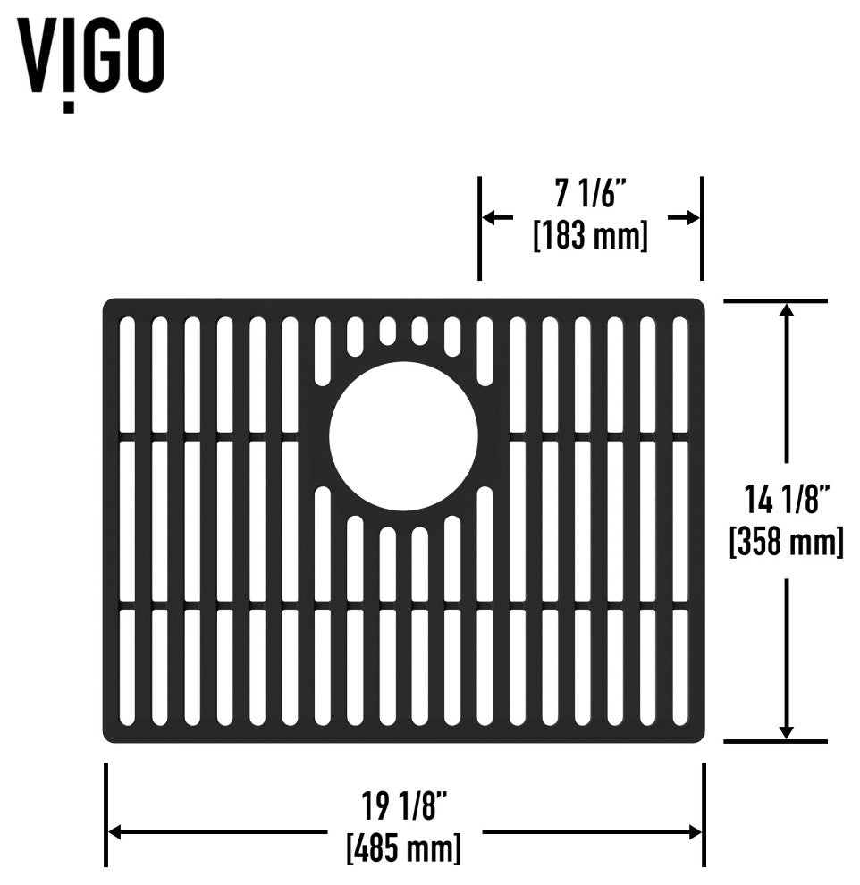 VIGO Silicone Protective Bottom Grid for Single Bowl Kitchen Sink, Matte Black, 19"lx14"w