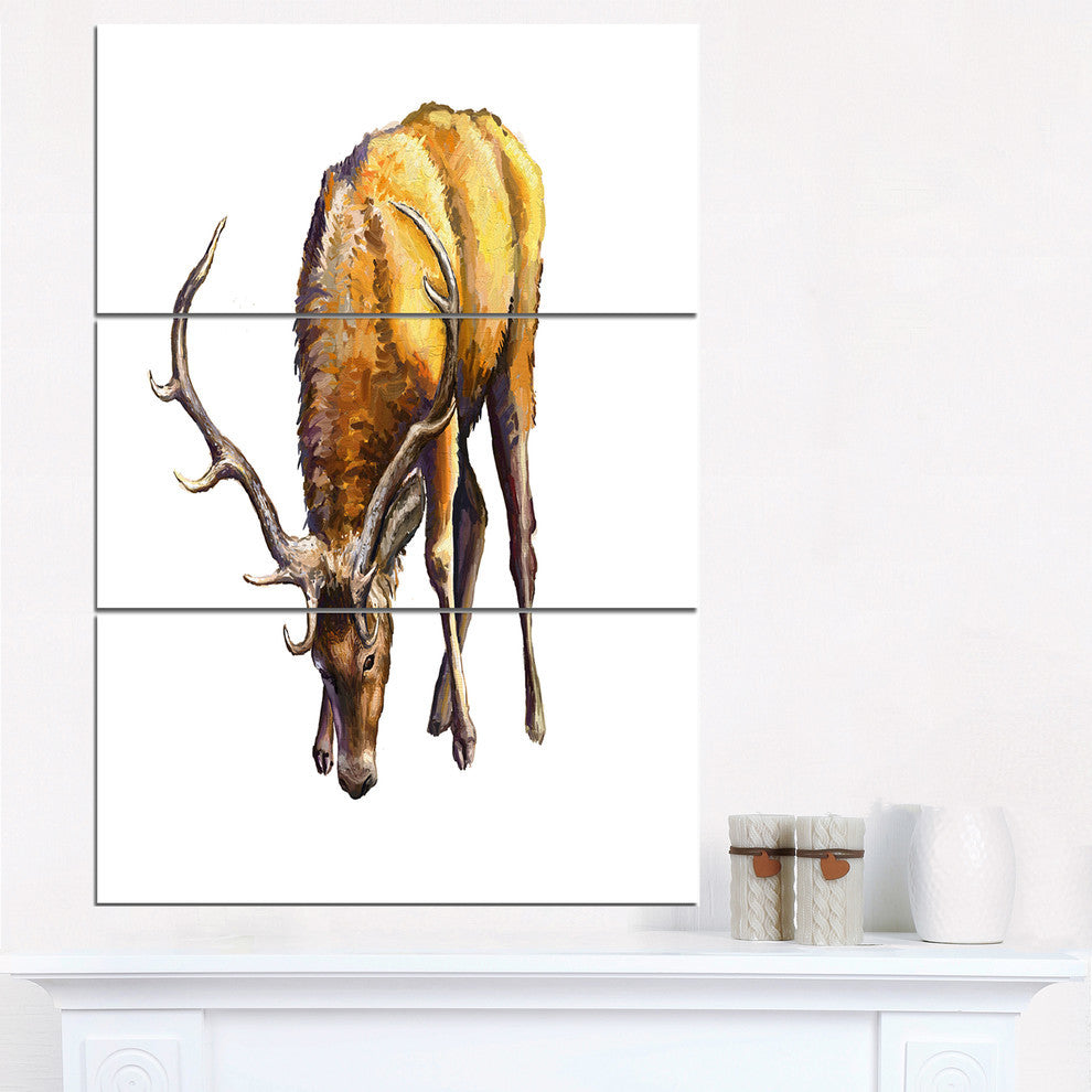 "Male Deer Illustration Art" Glossy Metal Wall Art, 3 Panels, 28"x36"