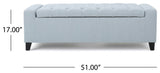 GDF Studio Seattle Tufted Storage Ottoman Bench, Light Sky