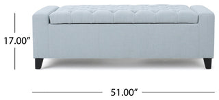 GDF Studio Seattle Tufted Storage Ottoman Bench, Light Sky