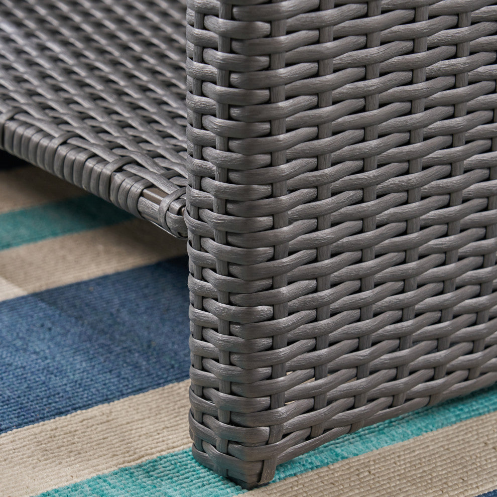 GDF Studio Justin Outdoor Wicker Coffee Table, Gray