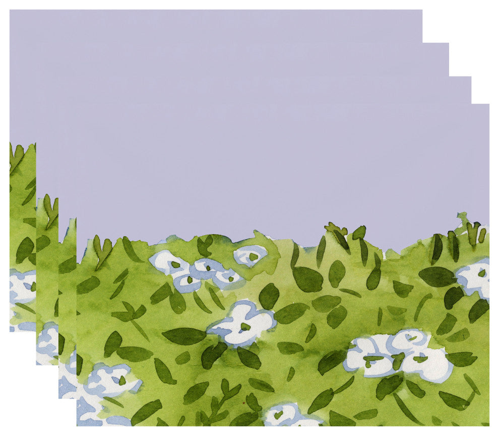 Forget Me Not Bunch Floral Print Placemats, Set of 4, 18"x14", White