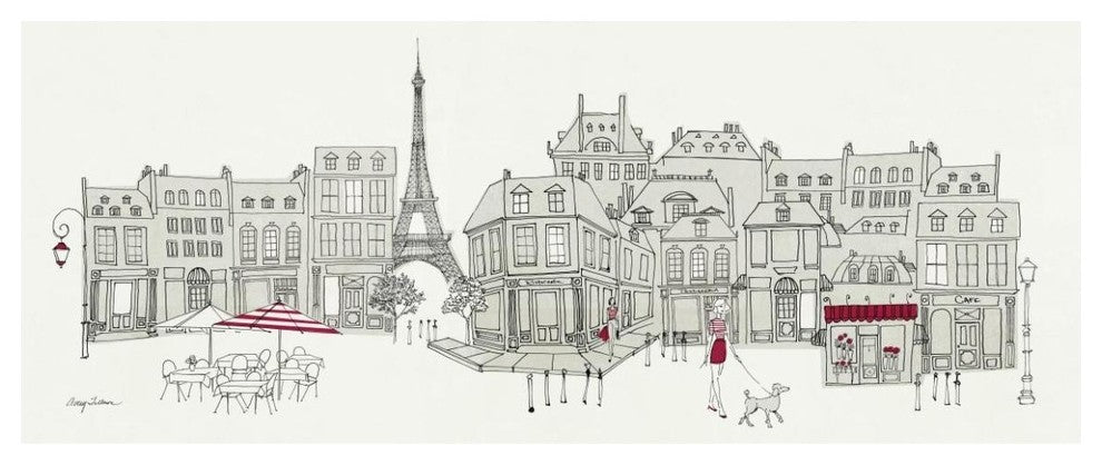 "World Cafe II Paris Red" Digital Paper Print by Avery Tillmon, 62"x26"