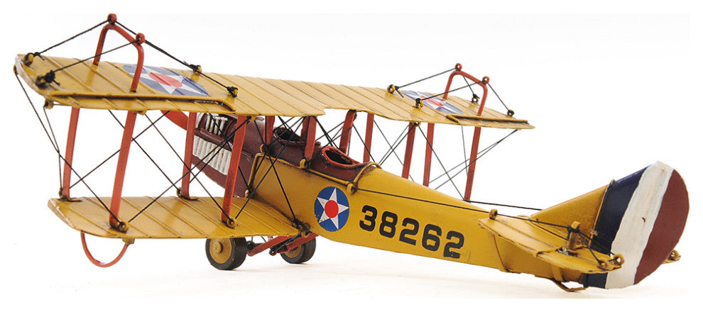 1918 Yellow Curtiss JN-4 1:24 Collectible Metal scale model Airplane