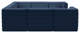 Quincy Velvet Upholstered 8-Piece U-Shaped Modular Sectional, Navy