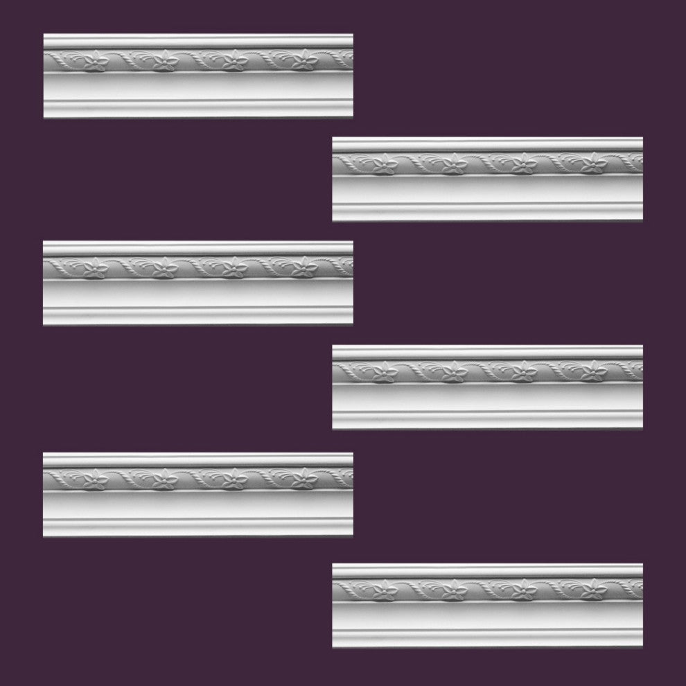 Cornice White Urethane Adams Ornate Design 6 Pieces Totaling 576" Length