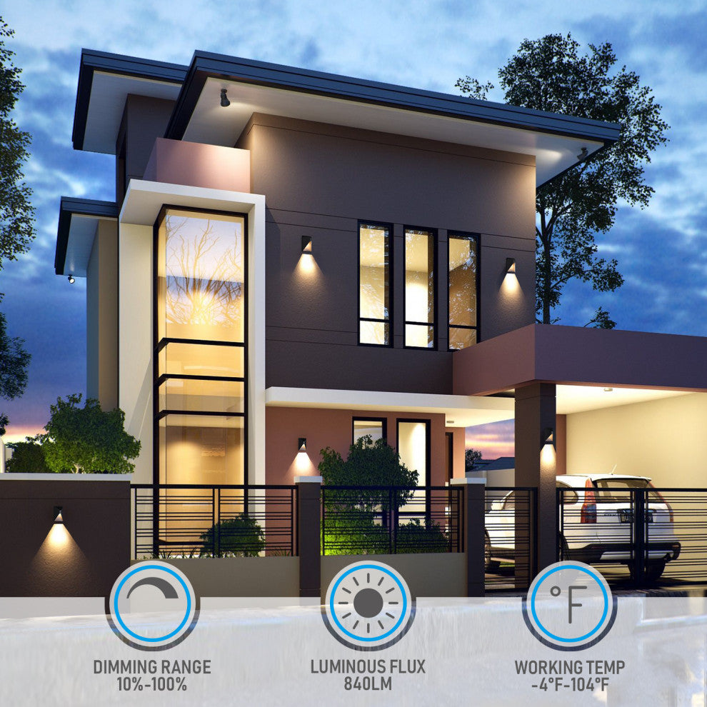 2 Pack 5CCT LED Wall Sconce, 100-277V Porch Light, 10%-100% Dimmable