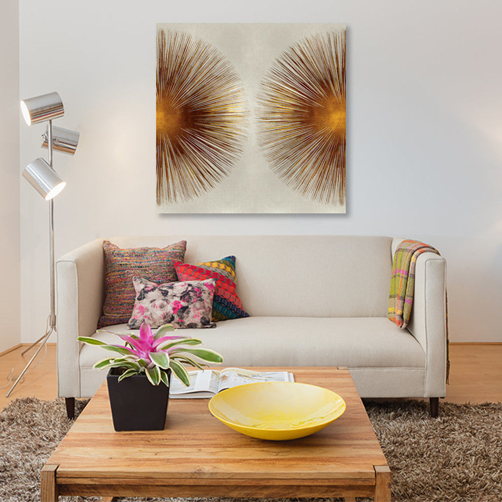 "Bronze Sunburst II" by Abby Young, Canvas Print, 18"x18"