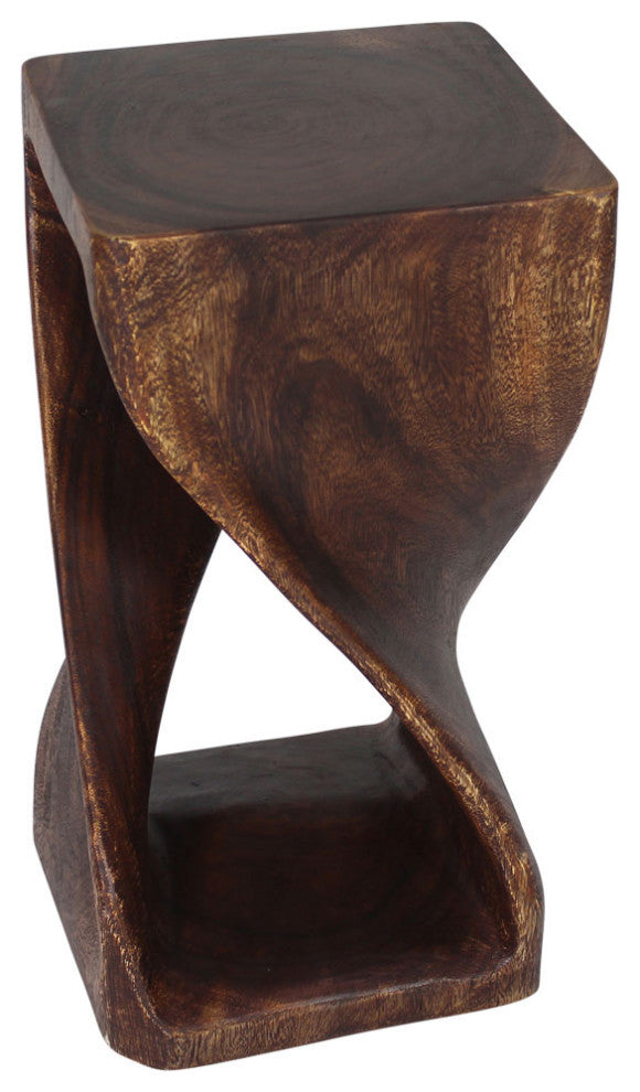 HaussmannÂ® Original Wood Twist Stool 12 X 12 X 23 In High Mocha Oil