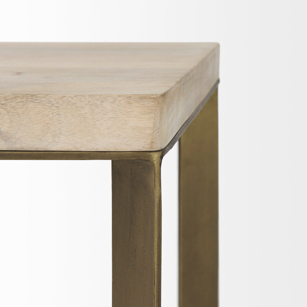 Faye 2-Piece Barely Gray Finished Wood/Gold Metal Base Table Set