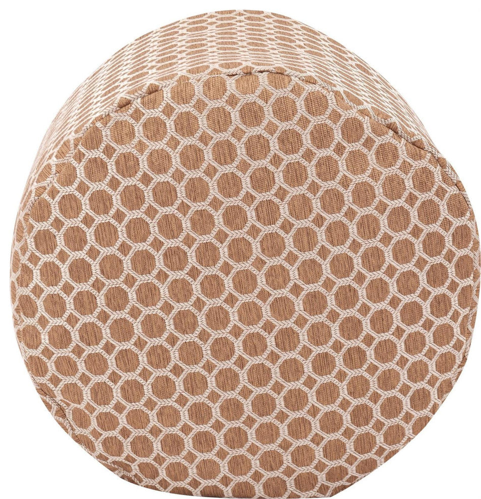 Elegant Gold Round Pouf Footrest, Polyester
