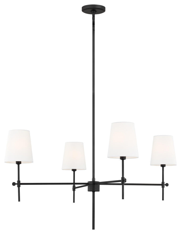 Baker Four Light Large Chandelier, Midnight Black