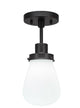 Meridian 1 Light Semi-Flush, Dark Granite Finish, 5" White Glass
