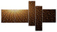 Dark Orange Fractal Flower Pattern, Abstract Wall Art Canvas, 60"x32", 5 panels
