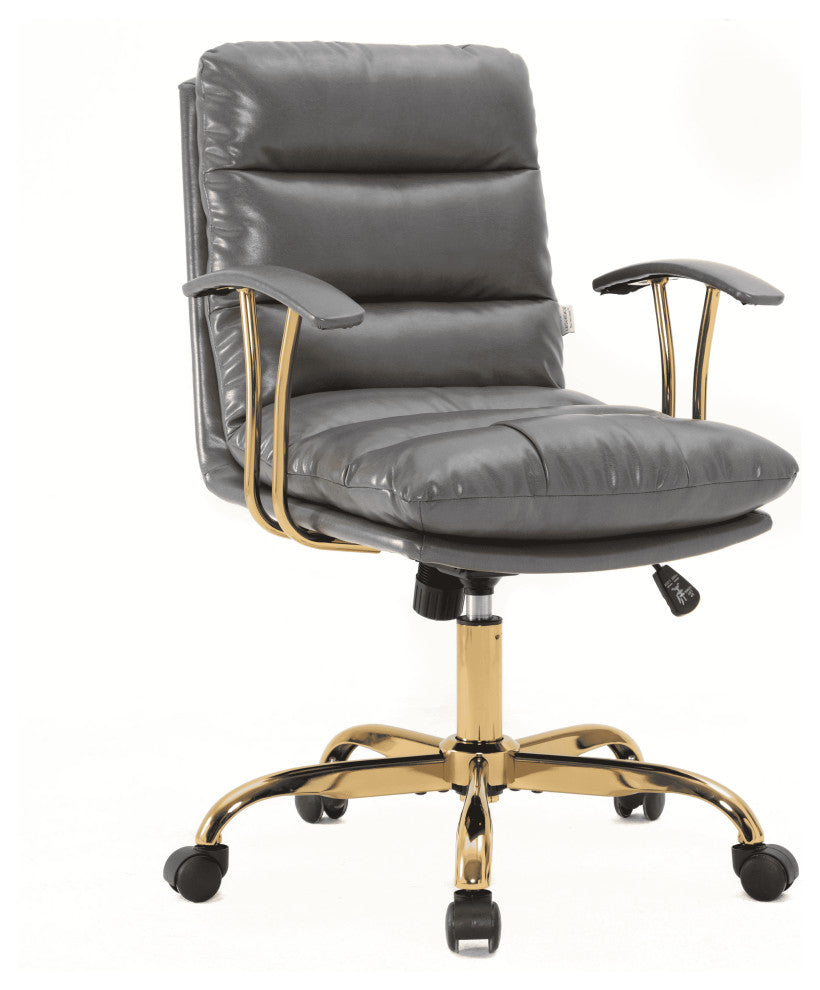 LeisureMod Regina Modern Leather Adjustable Conference Chair, Titanium Gray
