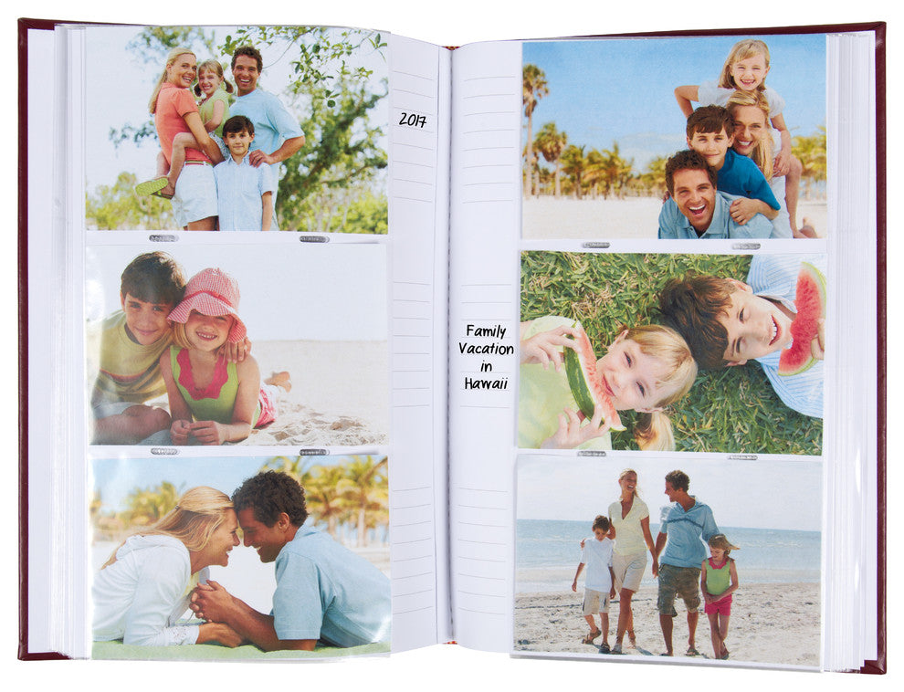 Debossed Faux Leather Photo Album Red, 300 Photos