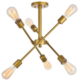 Midcentury Modern Brass 6-Light <br>Flush Mount