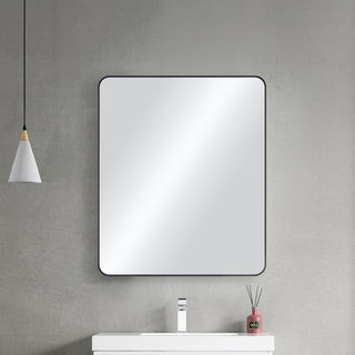 30"x36" Shatterproof Wall Mount Metal Frame Mirror, FM1-3036, Matte Black