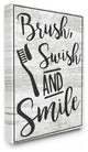 Brush Swish & Smile Black & White Typography Canvas Wall Art, 16"x20"