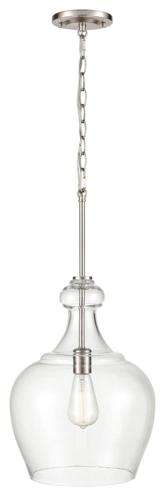 1 Light 12 in. Brushed Nickel Pendant