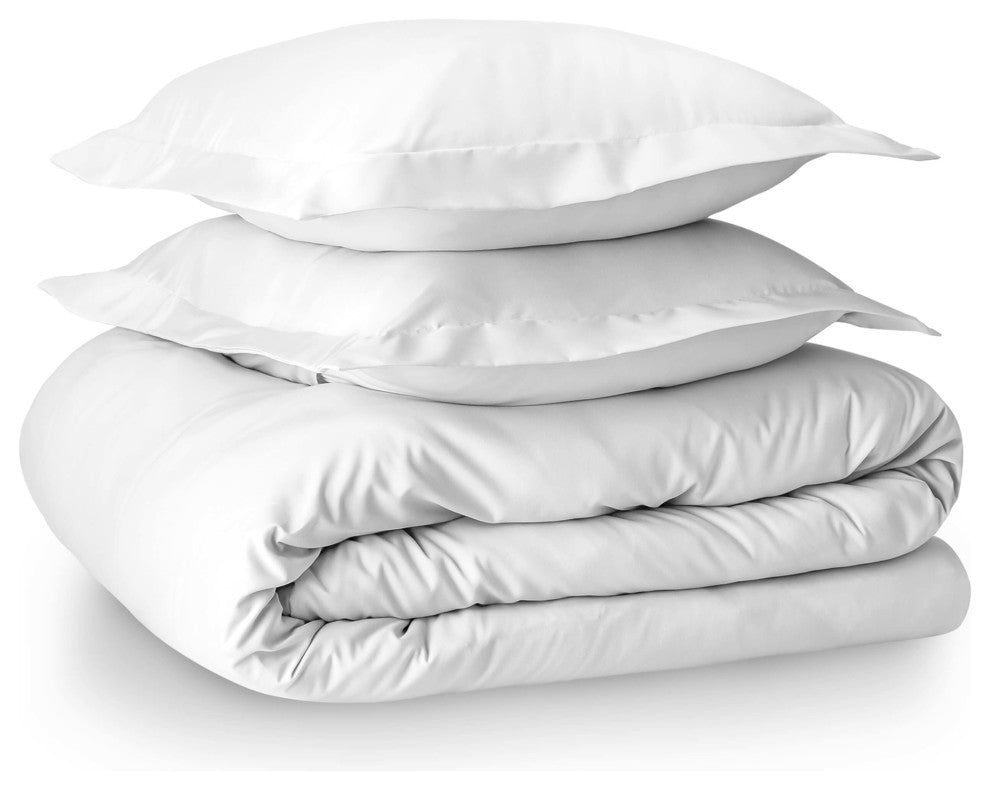 Bare Home Microfiber Duvet Insert & Duvet Cover Set, White, Full/Queen