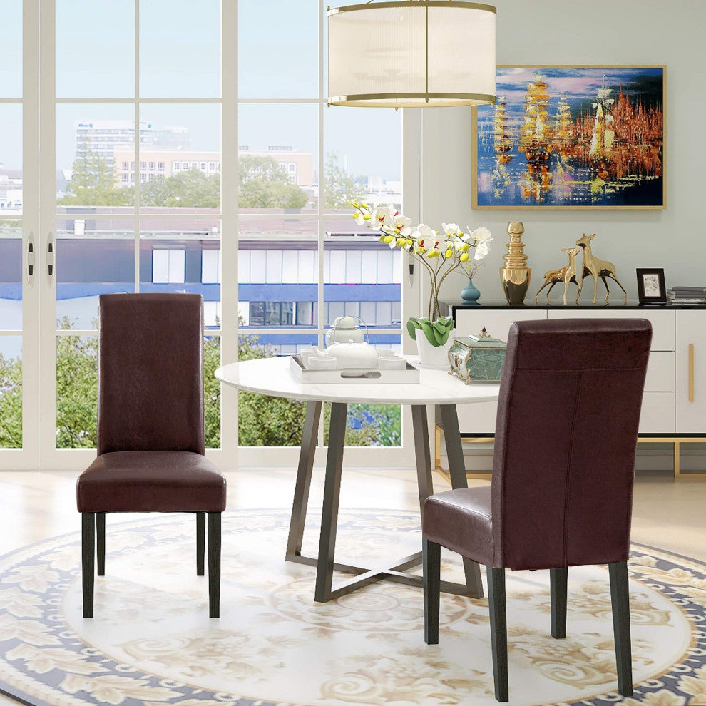 Rochefort Synthetic Leather Armless Set of 2-Pieces Dining Room Accent Chair, Br