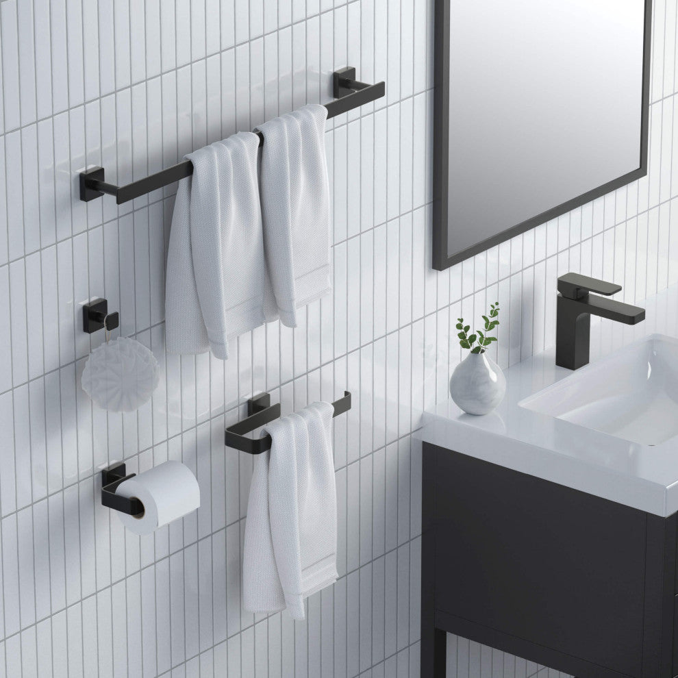 Blaze 4 Piece Bathroom Hardware Set, Matte Black