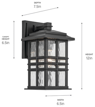 12" 1-Light Outdoor Wall Light With Clear Hammered Glass