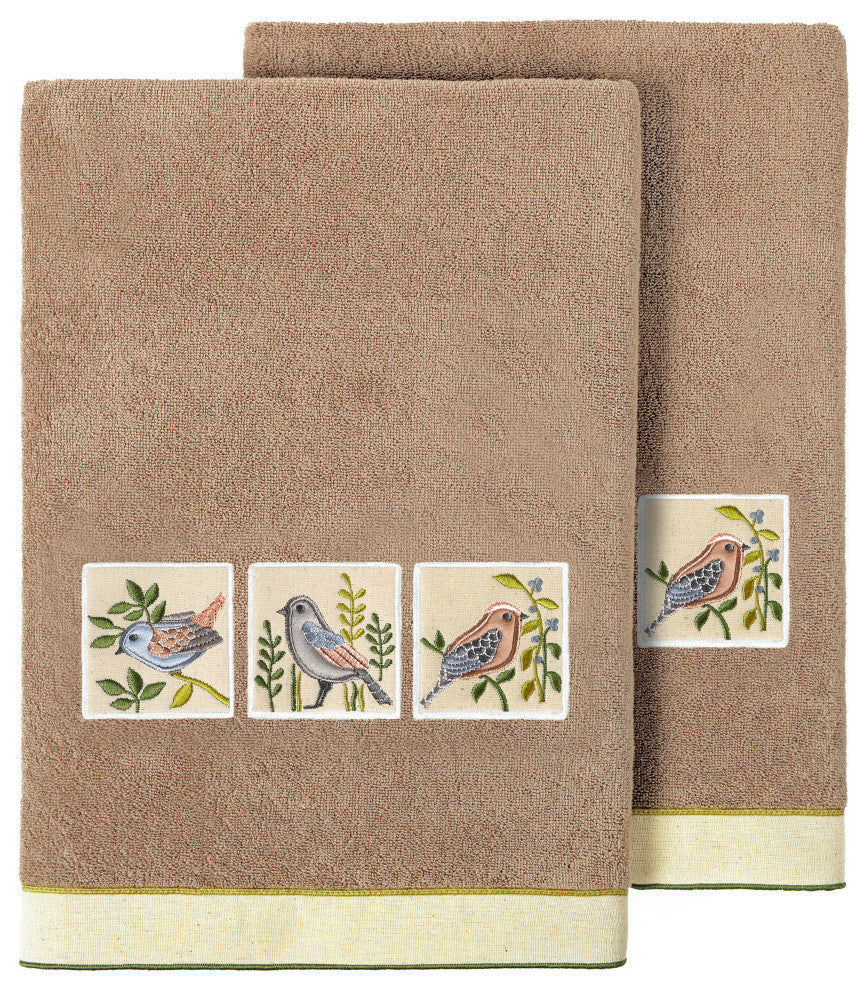 Linum Home Textiles 100% Turkish Cotton BELINDA 2PC Embellished Bath Towel Set