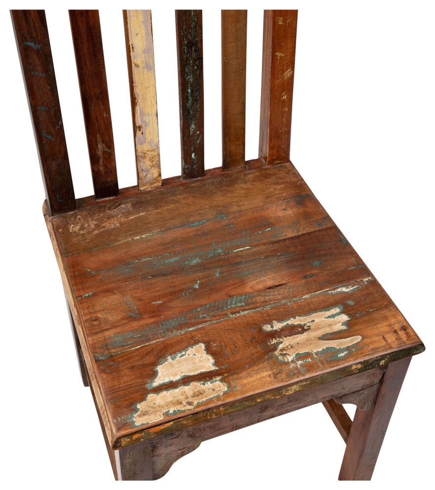Journee Distressed Painted Reclaimed Hardwood Lath Back Dining Side Chair