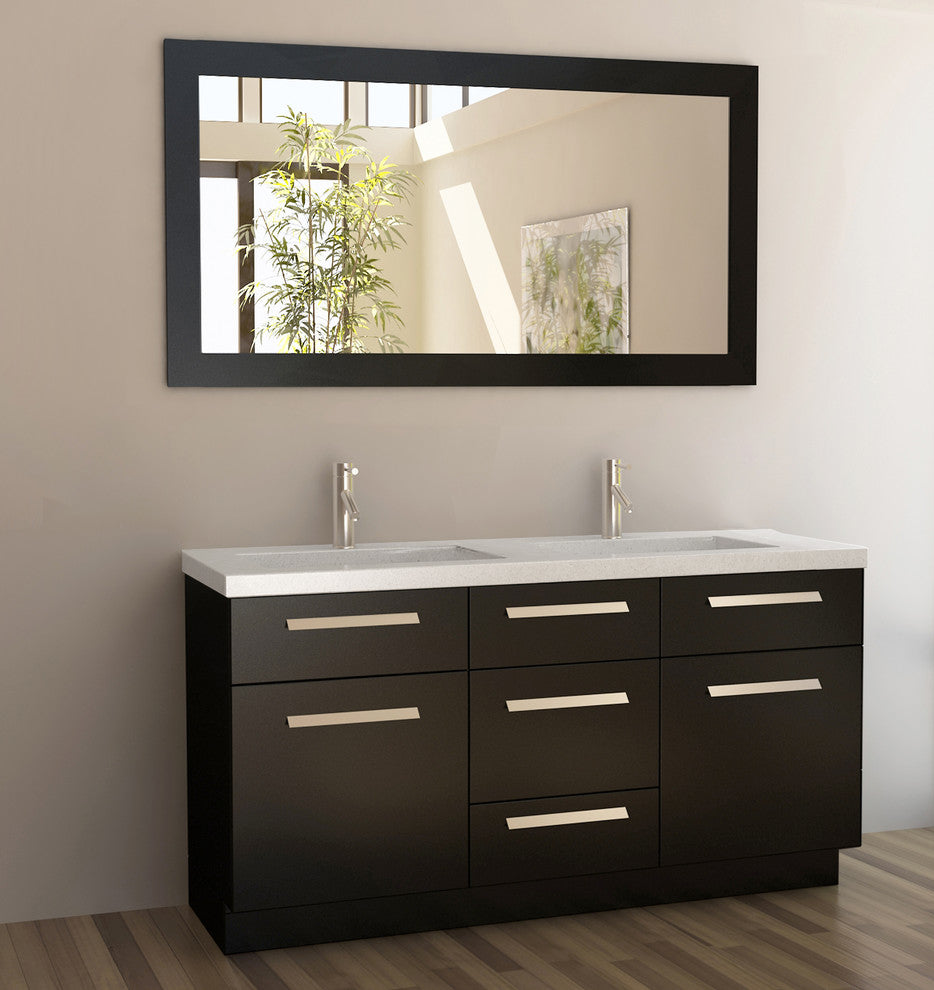 Moscony 60" Double Sink Vanity Set, Espresso